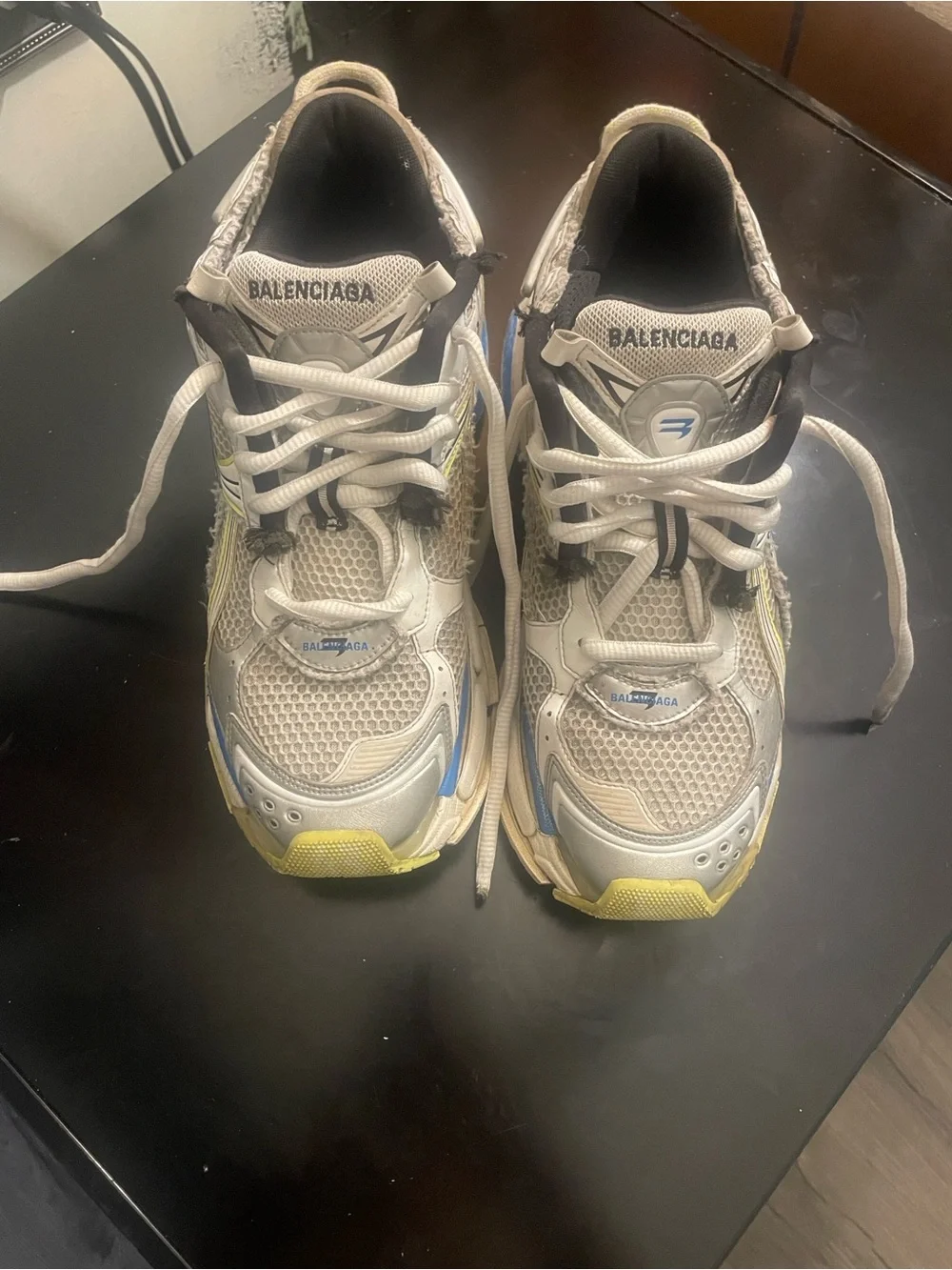 Balenciaga men’s White, Yellow & Blue Trainer Sneakers - Picture 1 of 5